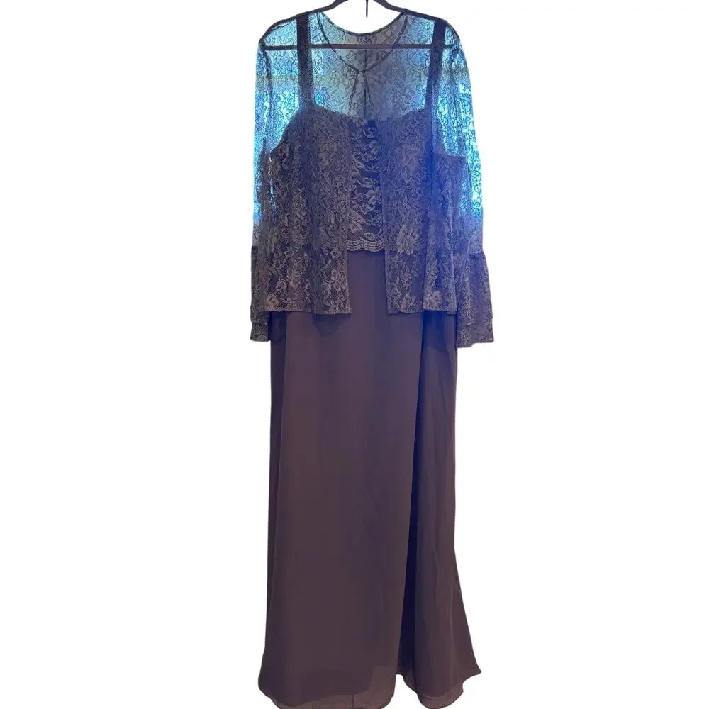 24w formal dress JJs House | Dresses | Jjs House Two Piece Formal Gown Lace Sheer Jacket Grey Plus Sz Dashiki Wedding Dress